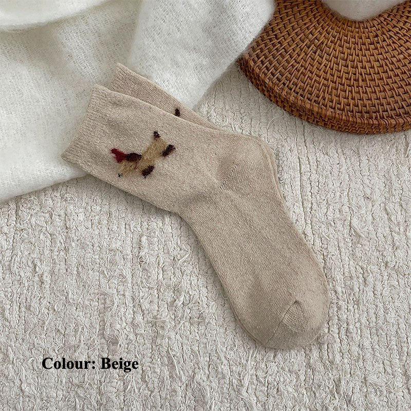 Gohobi Fleece-Lined Puppy Print Winter Socks