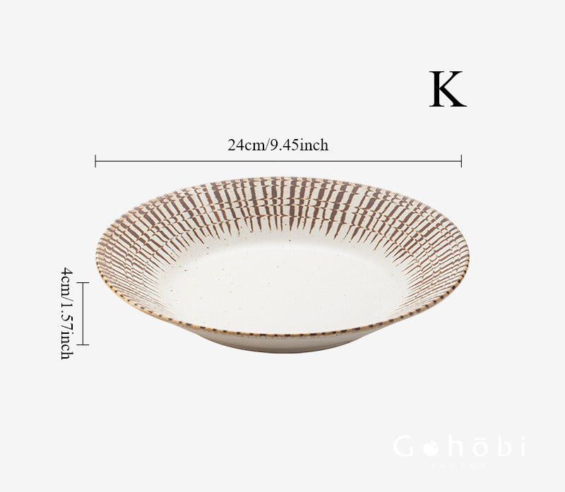 Gohobi Japanese Mino-yaki Pine Leaf Ceramic Plate [Made in Japan] – Retro Light Luxury Tableware