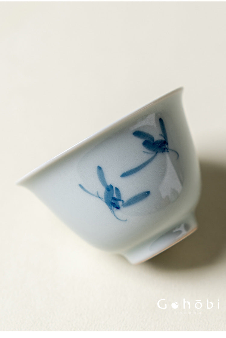 Gohobi Hand-Painted Orchid Travel Tea Set – Portable Gongfu Teapot Gift Set with Leather Case