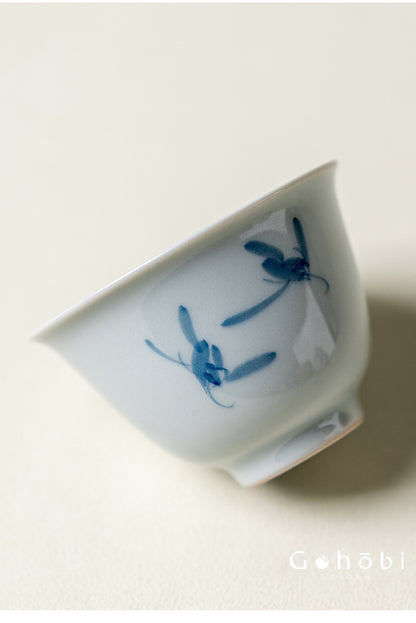 Gohobi Hand-Painted Orchid Travel Tea Set – Portable Gongfu Teapot Gift Set with Leather Case