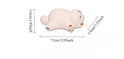 Gohobi Yixing Purple Clay Sleeping Cat Tea Pet – Handmade Lucky Cat Ornament