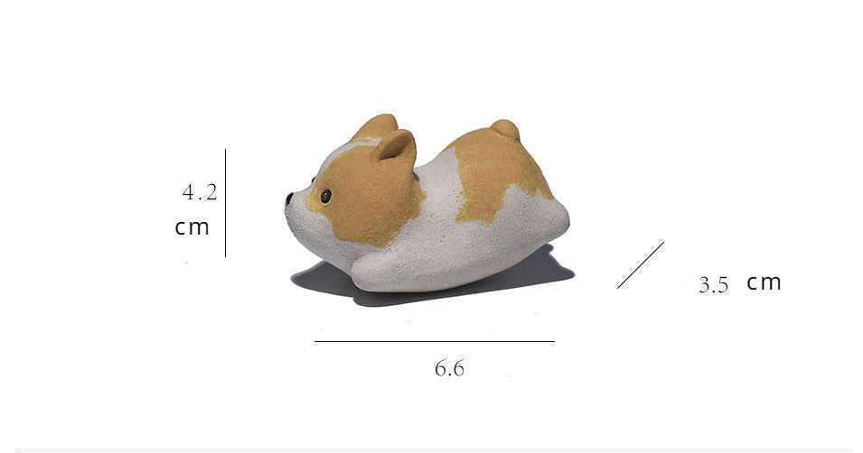 Gohobi Handmade Ceramic YiXing Clay Corgi Dog Ornament Tea pet