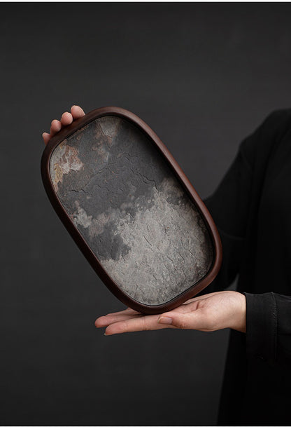 Gohobi Rock Surface Oval Tea Tray