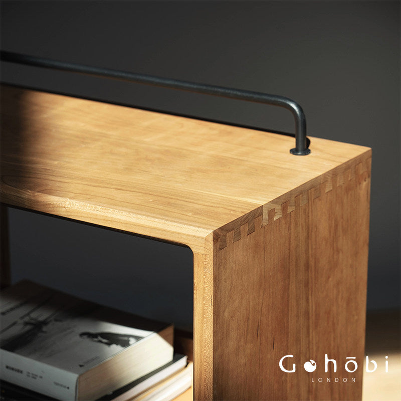 Gohobi Nordic Cherry Wood Solid Wood Bookcase – Handmade Storage Cabinet for Living Room or Study | FSC Certified Furniture