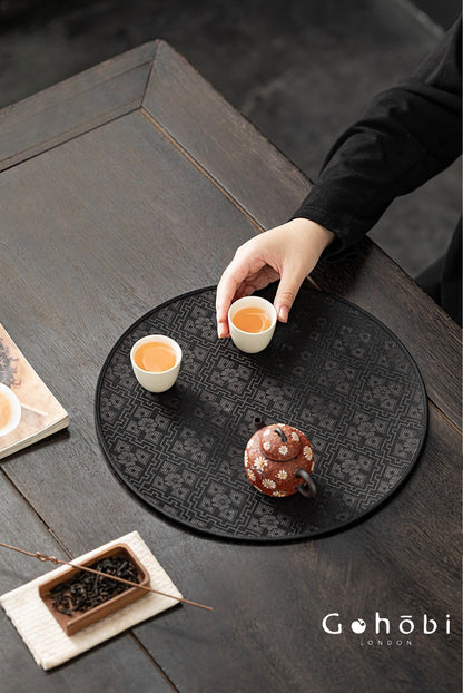 Gohobi Xiangyun Silk Tea Pad – Round Waterproof Tea Pot Placemat for Gongfu Tea Set