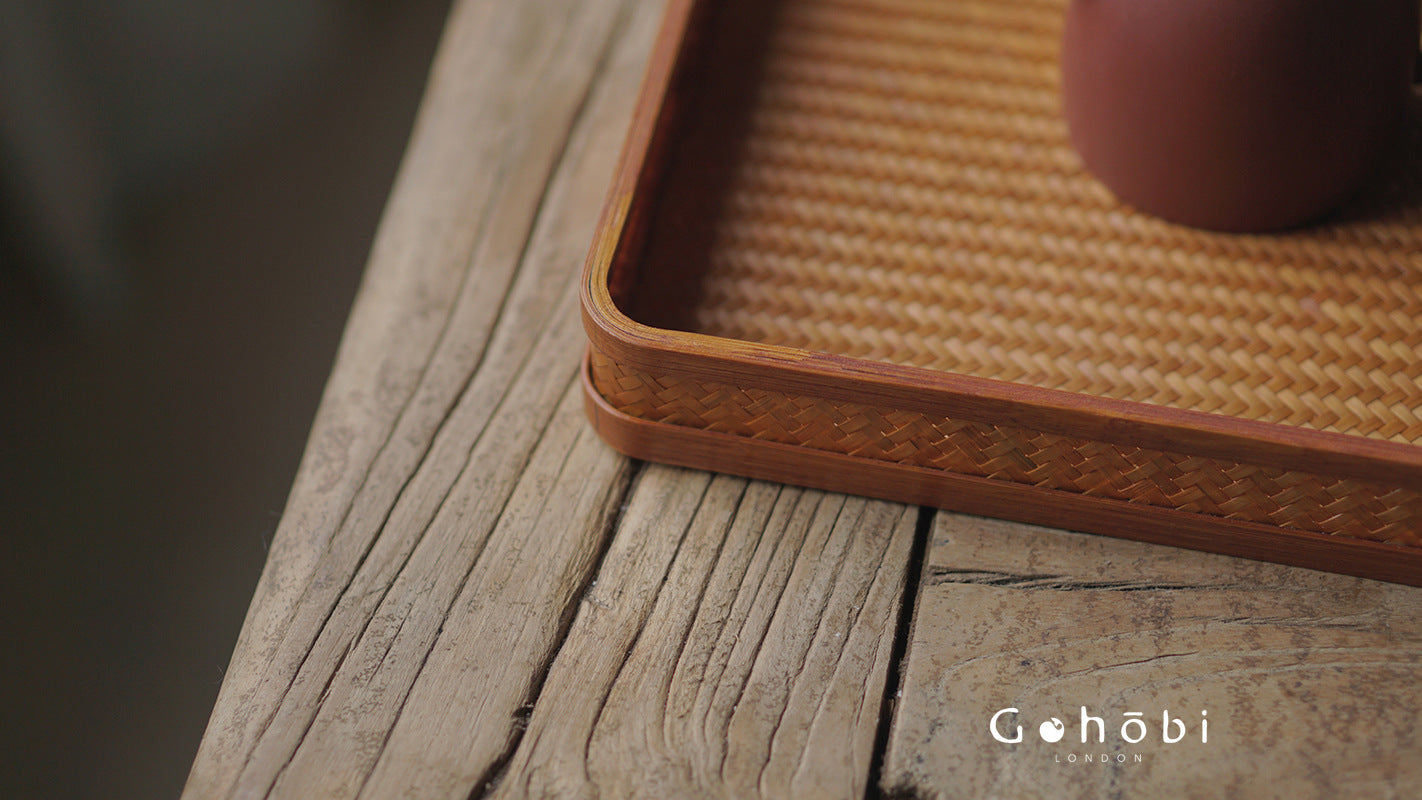 Gohobi Polished Bamboo Tea Tray – Bamboo Woven Gongfu Tea Tray