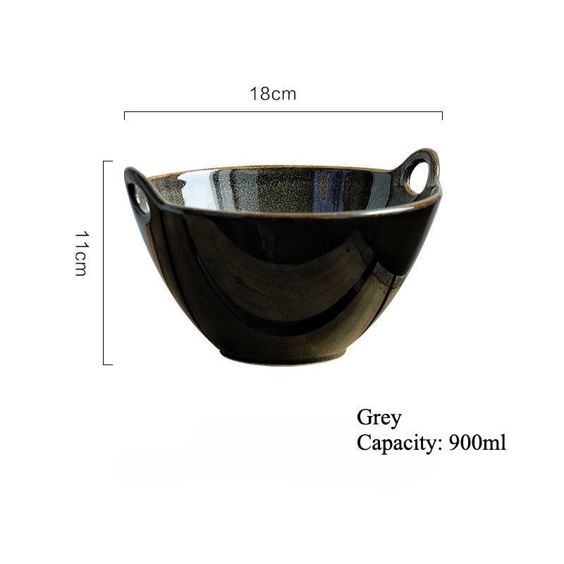 Gohobi Japanese Ceramic Double-Handled Bowl