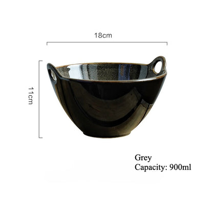 Gohobi Japanese Ceramic Double-Handled Bowl