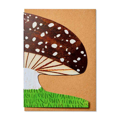 Mortlake Papers Brown Mushroom Shaped Greeting Card [Made in the UK]