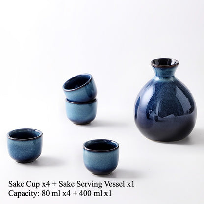 Gohobi Cat’s Eye Blue Ceramic Sake Set