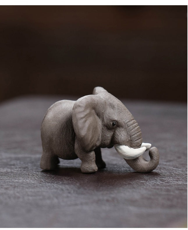Gohobi Yixing Purple Clay Elephant Tea Pet – Handmade Lucky Tea Table Ornament
