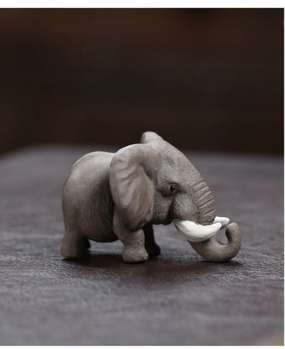 Gohobi Yixing Purple Clay Elephant Tea Pet – Handmade Lucky Tea Table Ornament