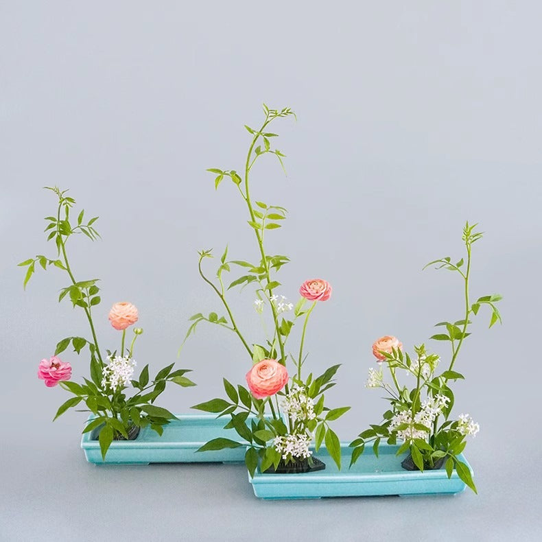 Gohobi Rectangular Ikebana Ceramic Vase – Japanese Style Flower Arrangement Vessel