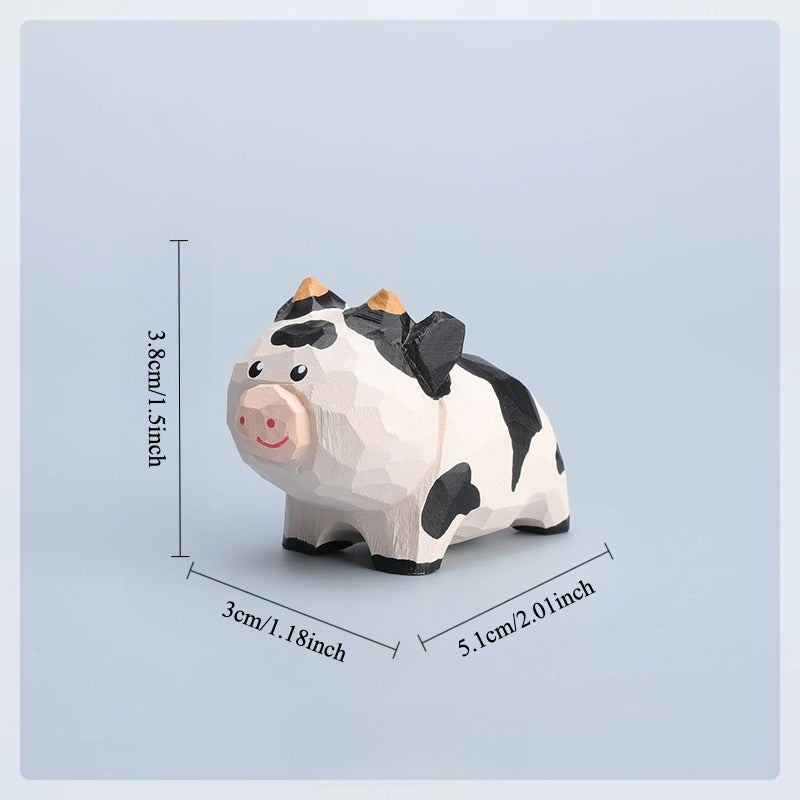 Gohobi Hand-Carved Wooden Cow Figurine