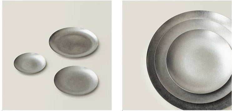 Gohobi Minimal Stainless Steel Round Shallow Plate
