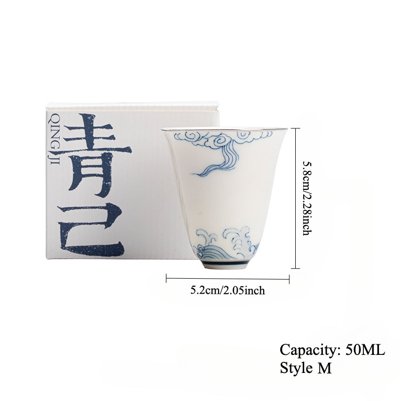 Gohobi Hand-Painted Blue-and-White Thin-Walled Teacup