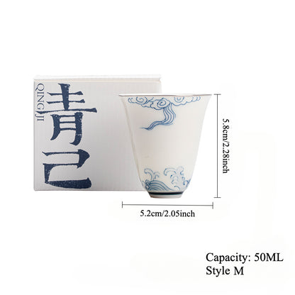 Gohobi Hand-Painted Blue-and-White Thin-Walled Teacup