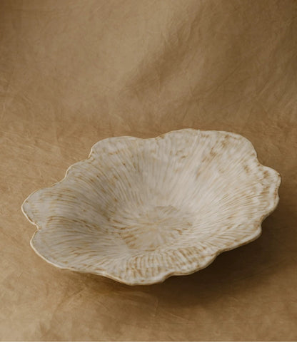 Gohobi French Petal-Shaped Coarse Ceramic Deep Plate