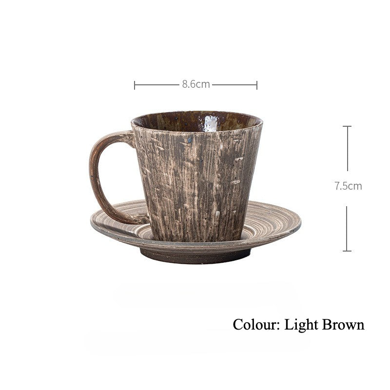 Gohobi Japanese Retro Ceramic Coffee Cup and Saucer Set