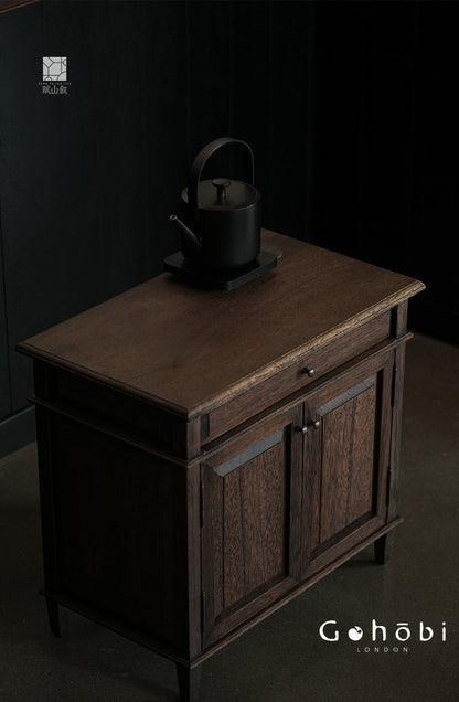 [賦山敘 x Gohobi] Gohobi Shanghai Style Teak Tea Cabinet – Solid Wood Retro Tea Table Side Cabinet