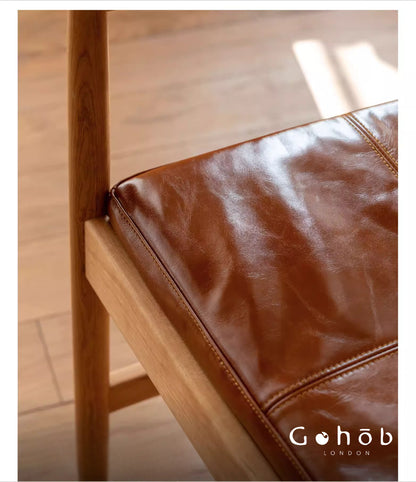 Gohobi Handmade Solid Wood Curved Armchair – Study Chair Office Seat Leisure Home Bedroom Chair | FSC Certified Furniture