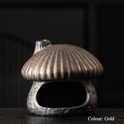 Gohobi Mushroom House Ceramic Aromatherapy Fireplace Burner