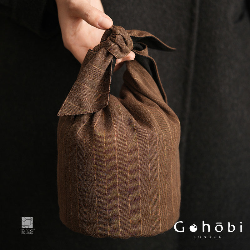 [賦山敘 x Gohobi] Gohobi Woven Flax Travel Tea Bag – Portable Teapot and Teacup Storage Pouch