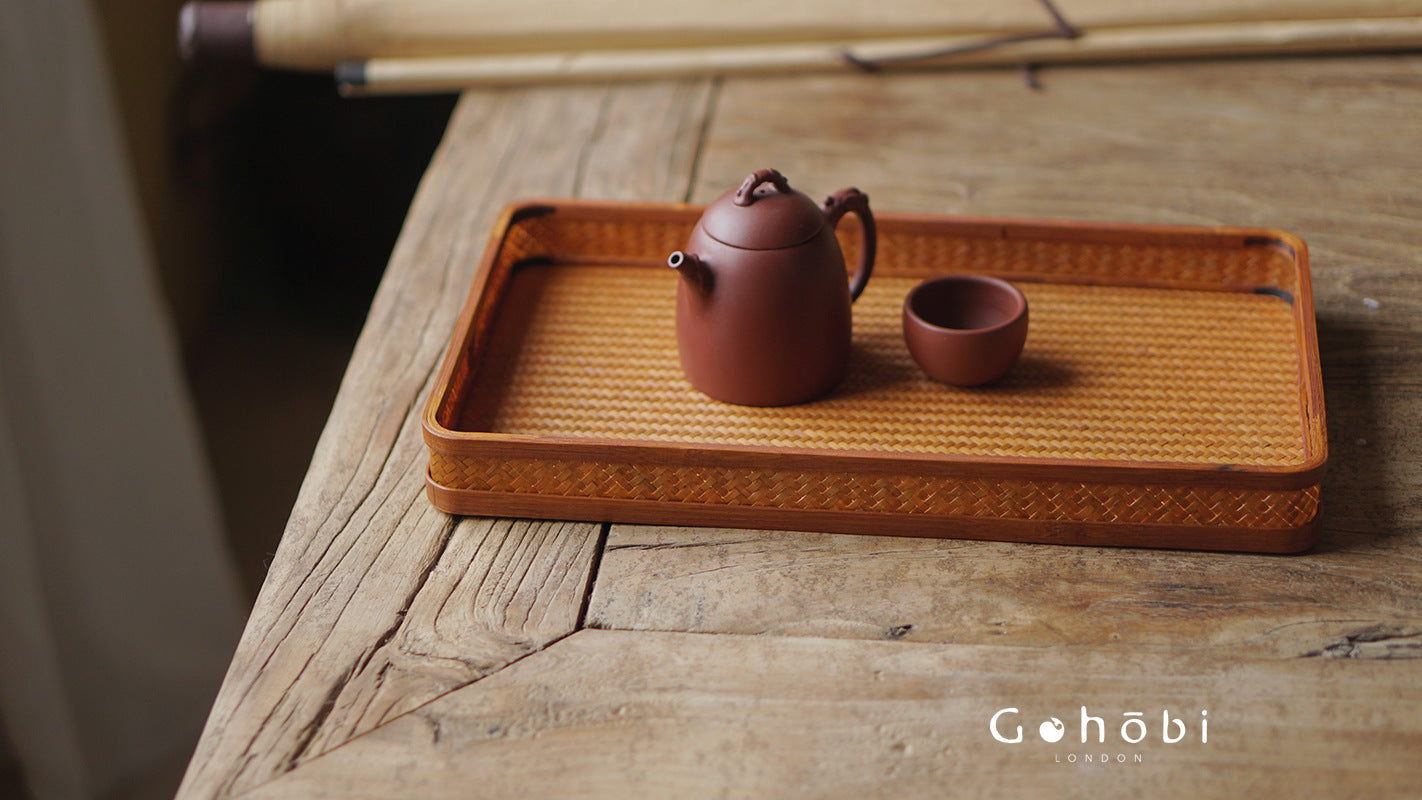 Gohobi Polished Bamboo Tea Tray – Bamboo Woven Gongfu Tea Tray