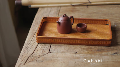Gohobi Polished Bamboo Tea Tray – Bamboo Woven Gongfu Tea Tray