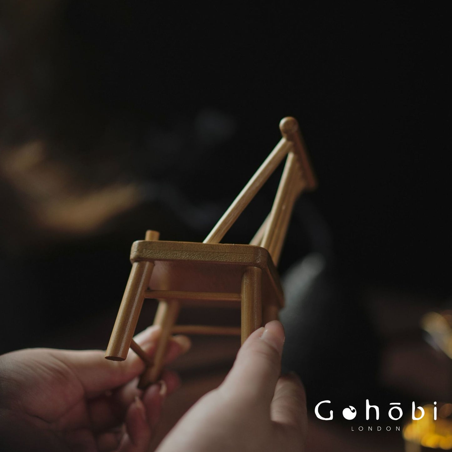 Gohobi Vintage Style Bamboo Chair Mobile Phone Holder – Mini Table Decoration