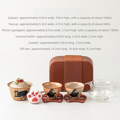 Gohobi Chi Wildcat Ceramic Travel Tea Set