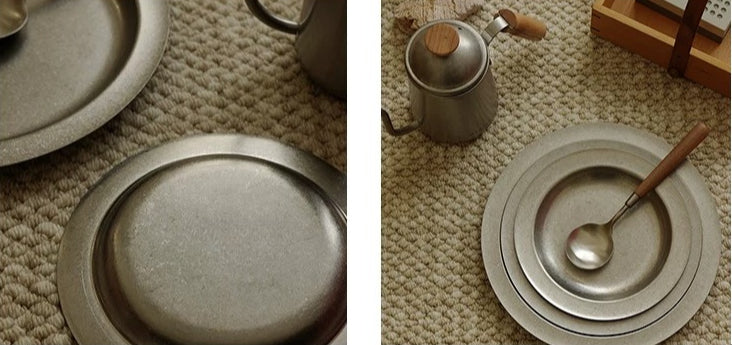Gohobi Retro Stainless Steel Shallow Dessert Plate