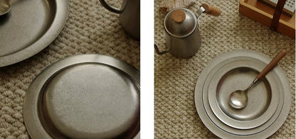 Gohobi Retro Stainless Steel Shallow Dessert Plate