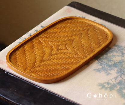 Gohobi Polished Bamboo Tea Tray – Bamboo Woven Gongfu Tea Tray