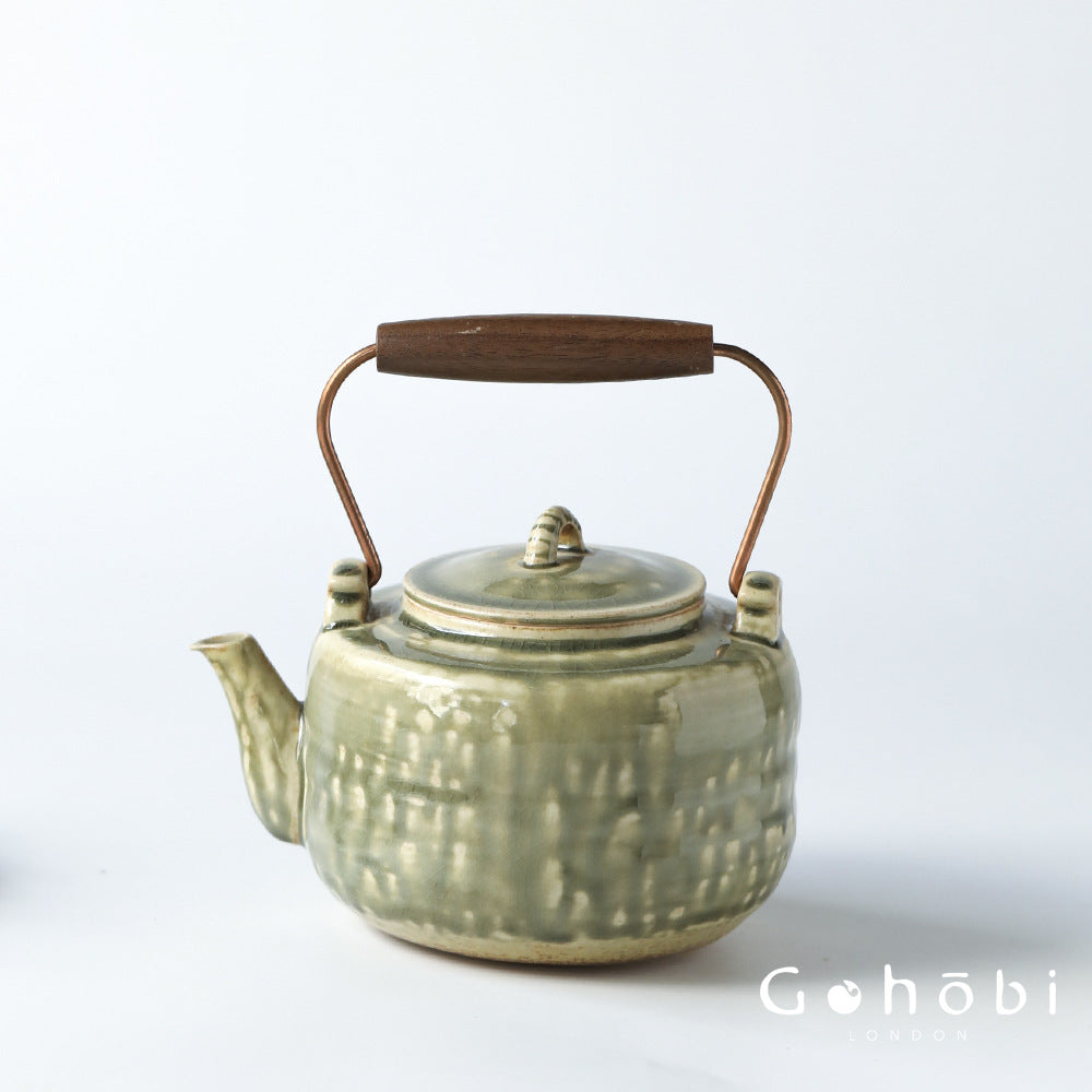 Gohobi Flowing Gold Autumn Sunset Dual-Purpose Teapot – Pure Handmade Ceramic Pot
