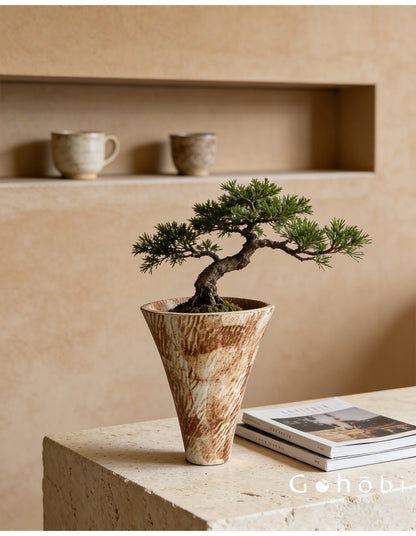 Gohobi Japanese Ikebana Ceramic Flower Pot – Jingdezhen Wabi-Sabi Desktop Planter