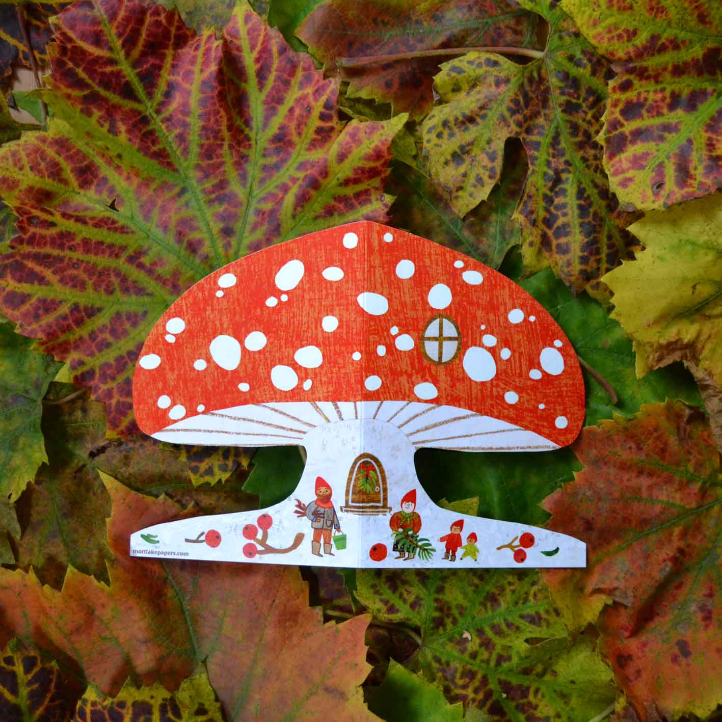 Mortlake Papers Snowy Mushroom Card | Christmas Card | Toadstool Card | Greeting Card [Made in the UK]