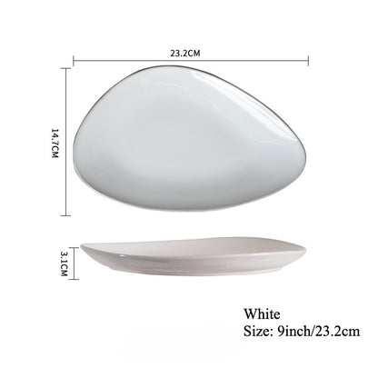 Gohobi Japanese Kiln-Glazed Irregular Oval Plate