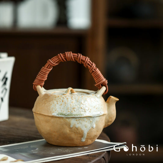 Gohobi Kiln-Changed Glaze Teapot – Pure Handmade White Mud Tea Brewer (900ml)