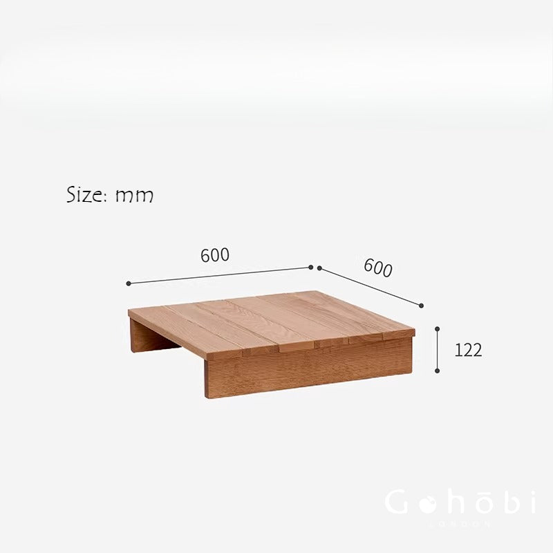 Gohobi Handmade Solid Wood Tatami Floor Platform – Japanese Style Red Oak & Black Walnut Bay Window Seating | FSC Certified Furniture