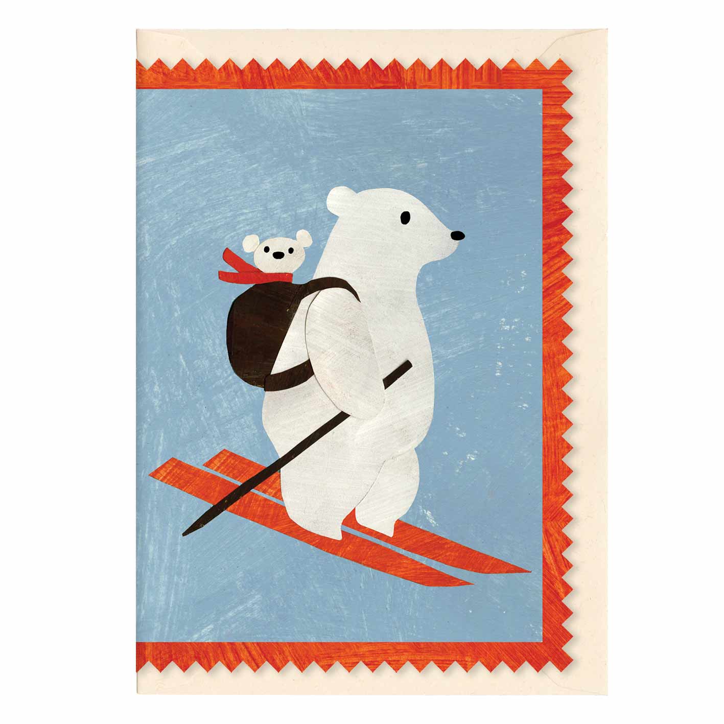 Mortlake Papers Skiing Polar Bear & Cub Christmas Card | Greeting Card [Made in the UK]