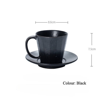 Gohobi Japanese Retro Ceramic Coffee Cup and Saucer Set