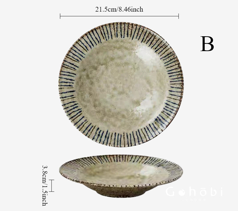 Gohobi Japanese Mino-yaki Pine Leaf Ceramic Plate [Made in Japan] – Retro Light Luxury Tableware