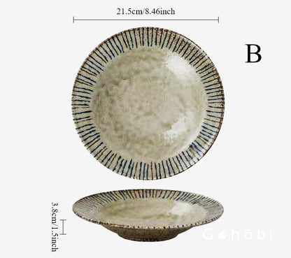 Gohobi Japanese Mino-yaki Pine Leaf Ceramic Plate [Made in Japan] – Retro Light Luxury Tableware