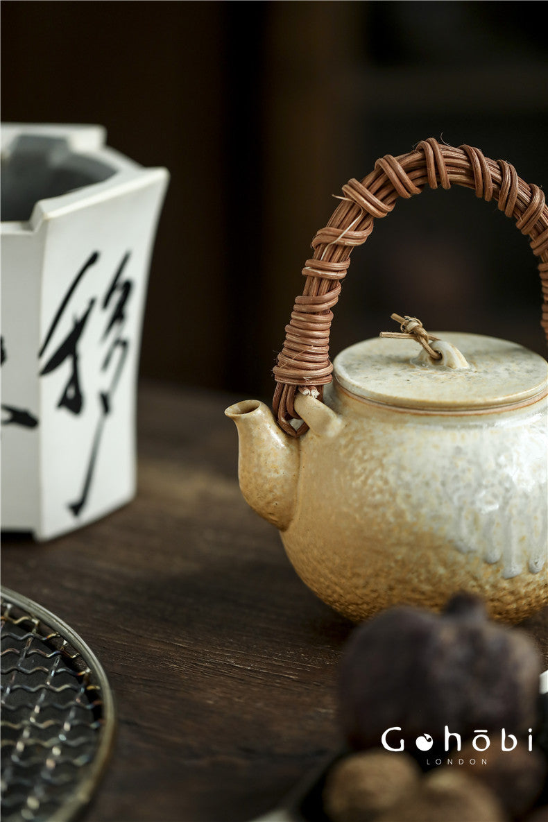 Gohobi Kiln-Changed Glaze Teapot – Pure Handmade White Mud Tea Brewer (900ml)