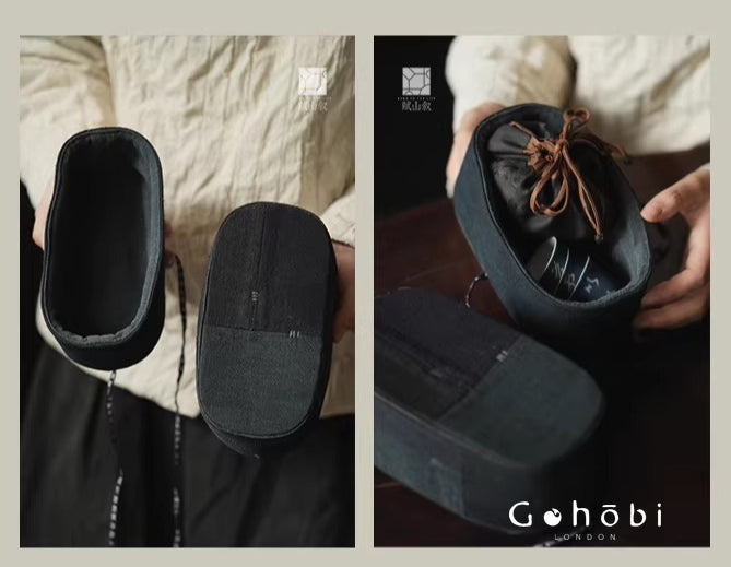 [賦山敘 x Gohobi] Gohobi Indigo Dyed Tea Set Storage Bag – Handmade Cloth Travel Teacup & Teapot Pouch