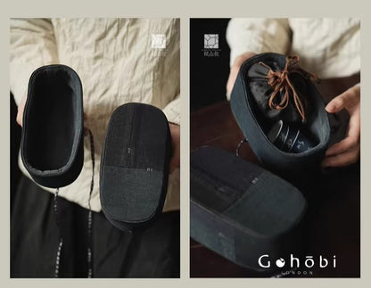[賦山敘 x Gohobi] Gohobi Indigo Dyed Tea Set Storage Bag – Handmade Cloth Travel Teacup & Teapot Pouch