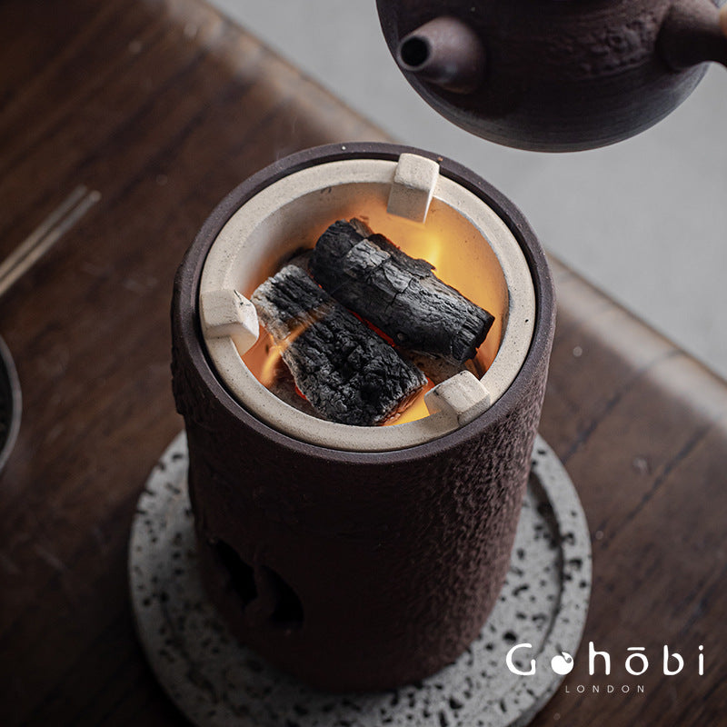 Gohobi Coarse Pottery Wind Stove Tea Set – Japanese Retro Charcoal-Style Kettle
