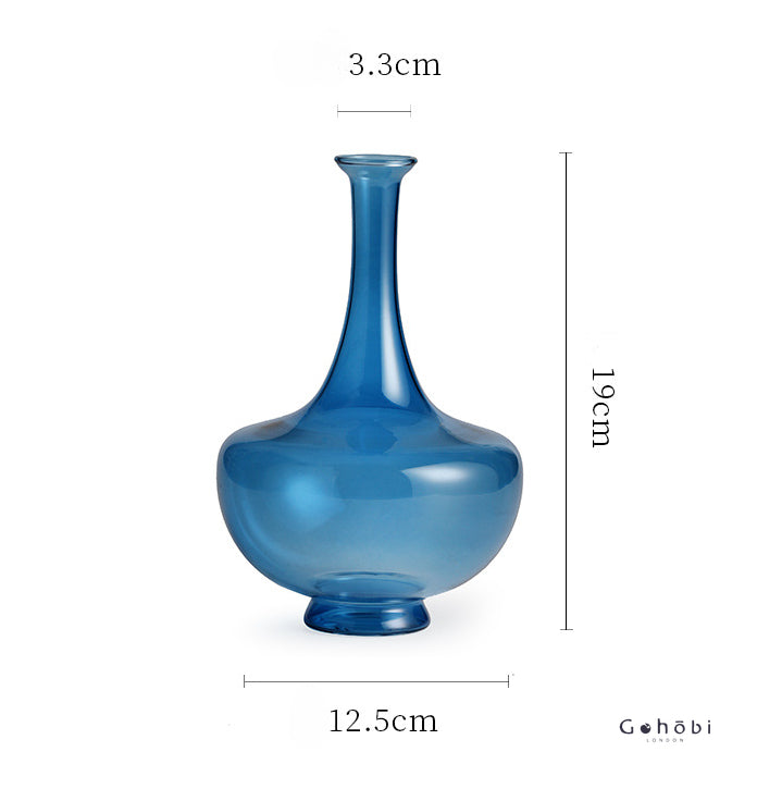 Gohobi Classic Large Blue Glass Vase