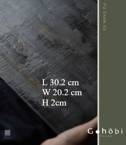 [賦山敘 x Gohobi] Gohobi Black Gold Lacquer Tea Tray – Handmade Ginkgo Wood Dry Brew Tea Tray Wabi Sabi Style